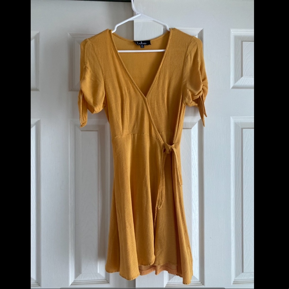 Lulu’s My Philosophy Golden Yellow Wrap Dress